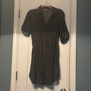 2/$10 She’s Cool Charcoal Button-Up Shirt Dress Women’s Large
